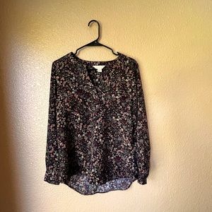 EUC Christopher & Banks Black Floral Blouse Small